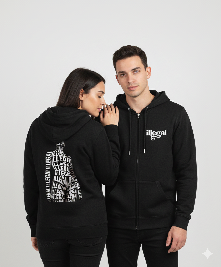 Hanorac Negru, Cu Fermoar, Shape illegal