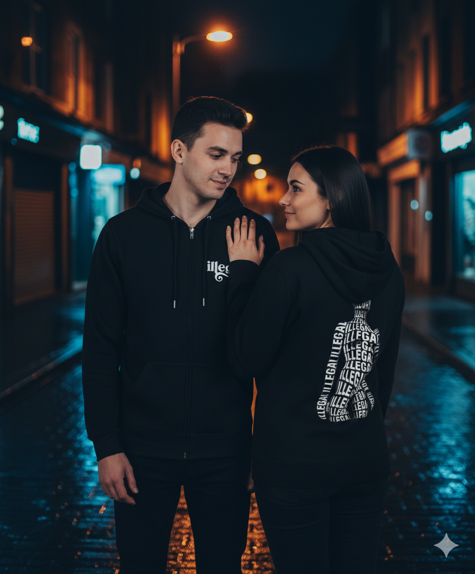 Hanorac Negru, Cu Fermoar, Shape illegal - imagine 4