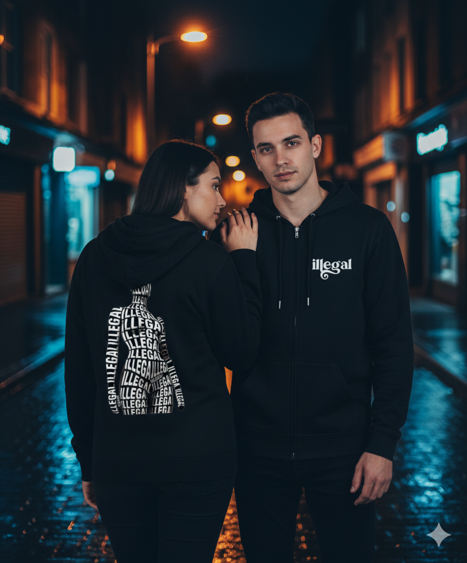 Hanorac Negru, Cu Fermoar, Shape illegal - imagine 5